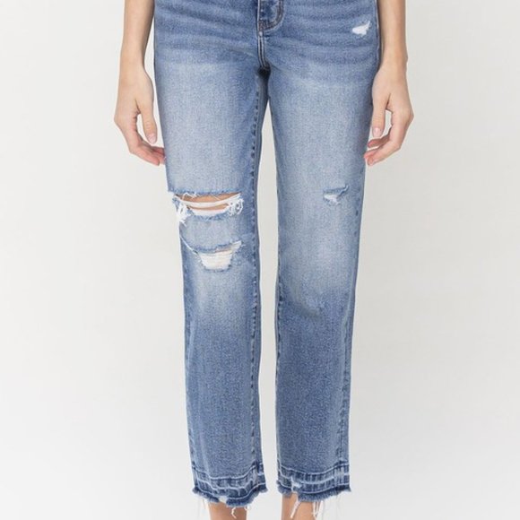 Lovervet Lainey High Waist Distressed Straight Leg Jean main image 1